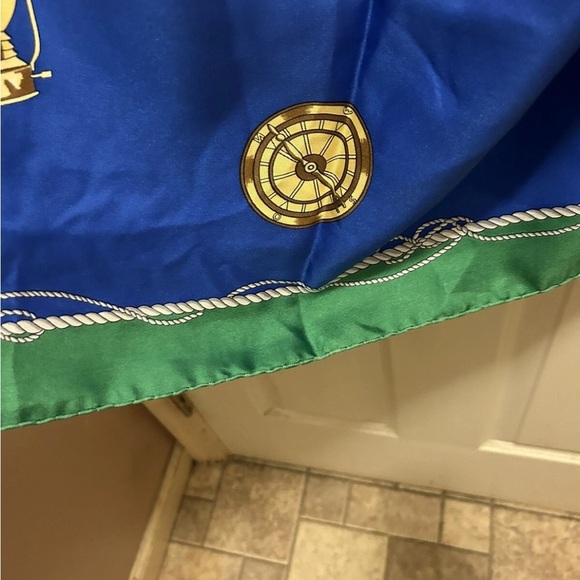 Rodier Paris Silk Scarf with Nautical Print in Blue and Green - Picture 14 of 15